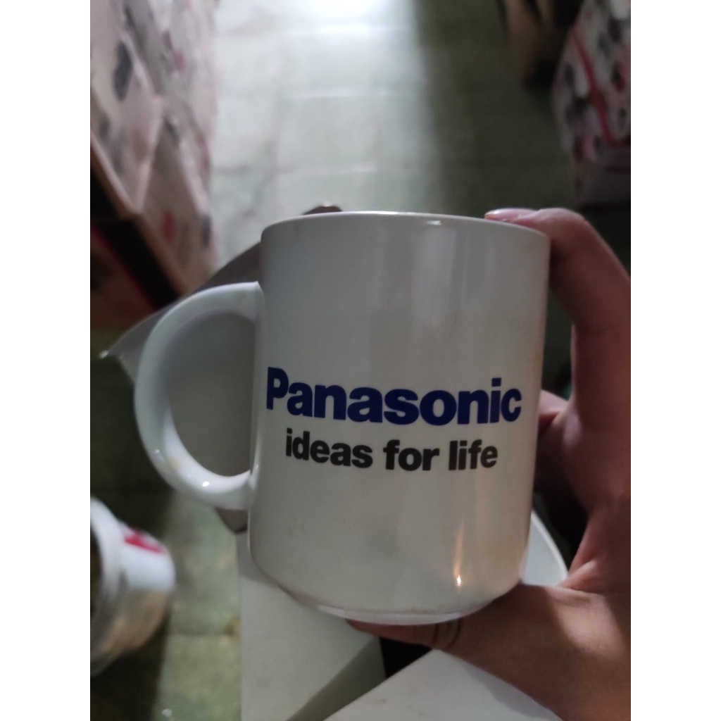 Gelas Mug Cangkir Keramik Putih Logo Panasonic