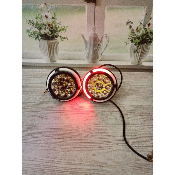 Lampu Tembak + Ring led spion sepeda motor 12 volt