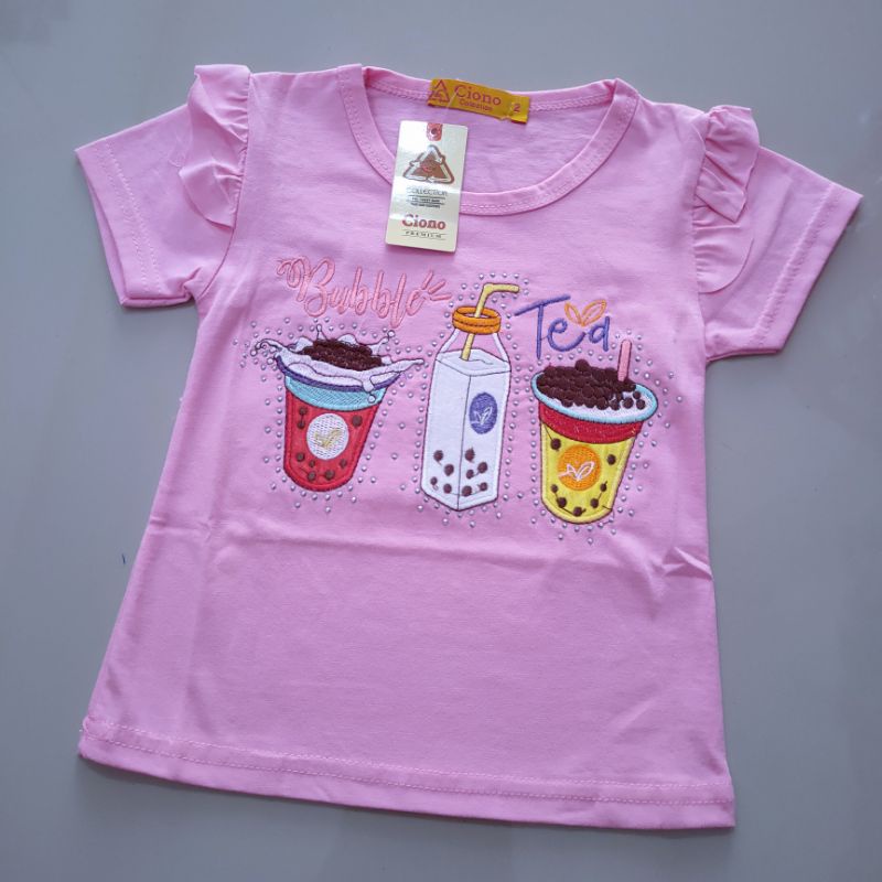 Kaos anak cewek premium 1 2 3 4 5 6 Tahun harian atasan perempuan Boba Ciono