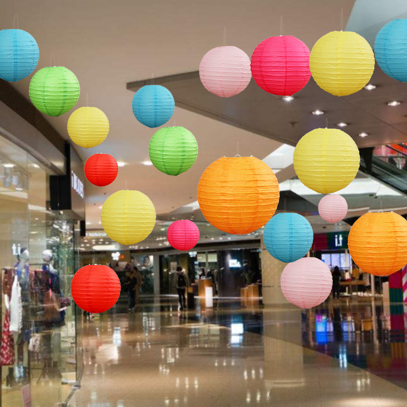 Lampion Kertas Bulat Cina Taman Pavilion Halaman Jalan Mall Lantern Balls6 Inci Festival Hiasan Gantung Decro Aksesoris