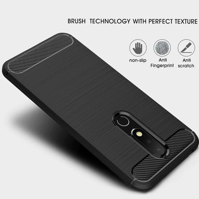 Case IPAKY Nokia 6.1 plus Carbon Softshell cover case ipaky - Hitam Berkualitas