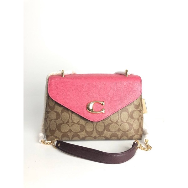Coach Tammie Shoulder Bag Signature Khaki Strawberry