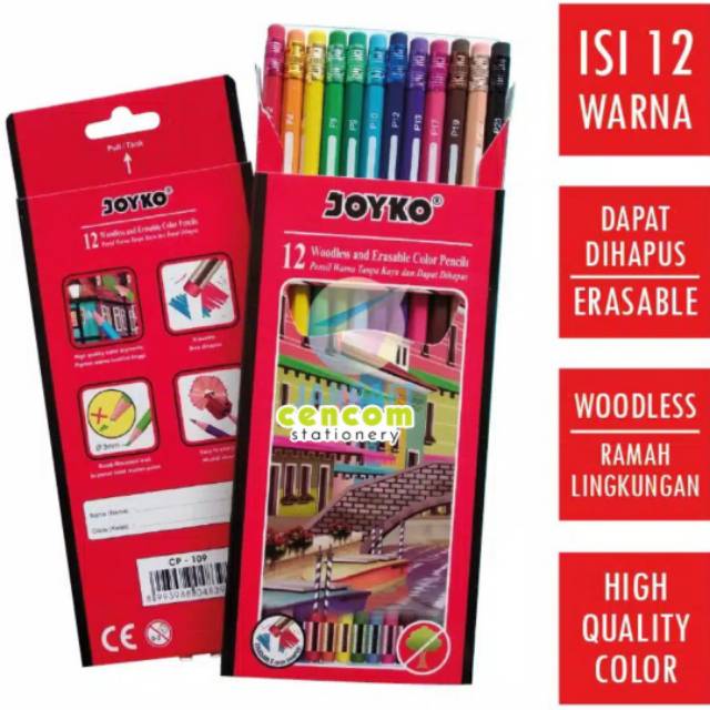 

Pensil Warna 12 Warna Panjang Bisa Dihapus JOYKO Erasable Color