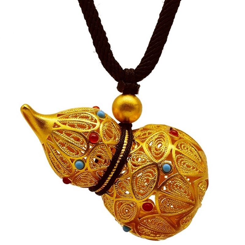 [Ready Stock]Fashion Gold-Plated Hollow Calabash Pendent Necklace