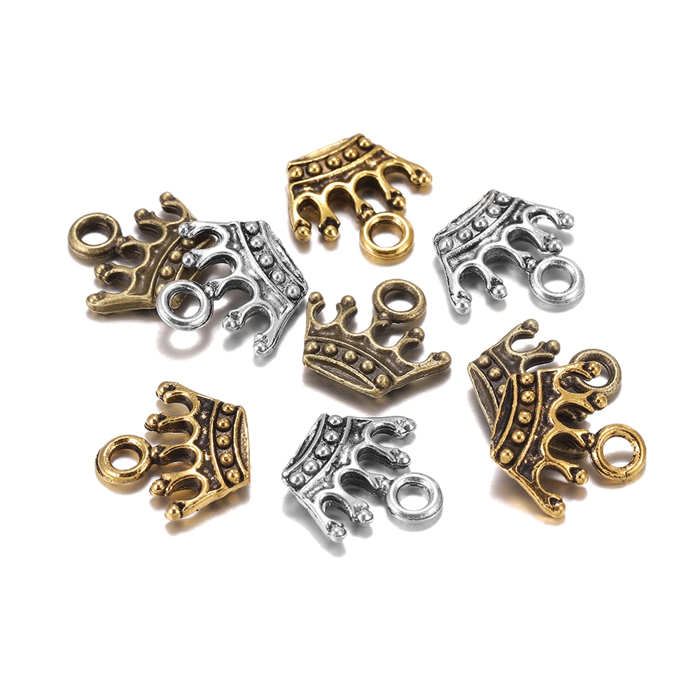 20pcs / Lot Charms Crown Tibet Silver Gold 13x14mm Untuk Membuat Perhiasan Gelang Handmade Diy