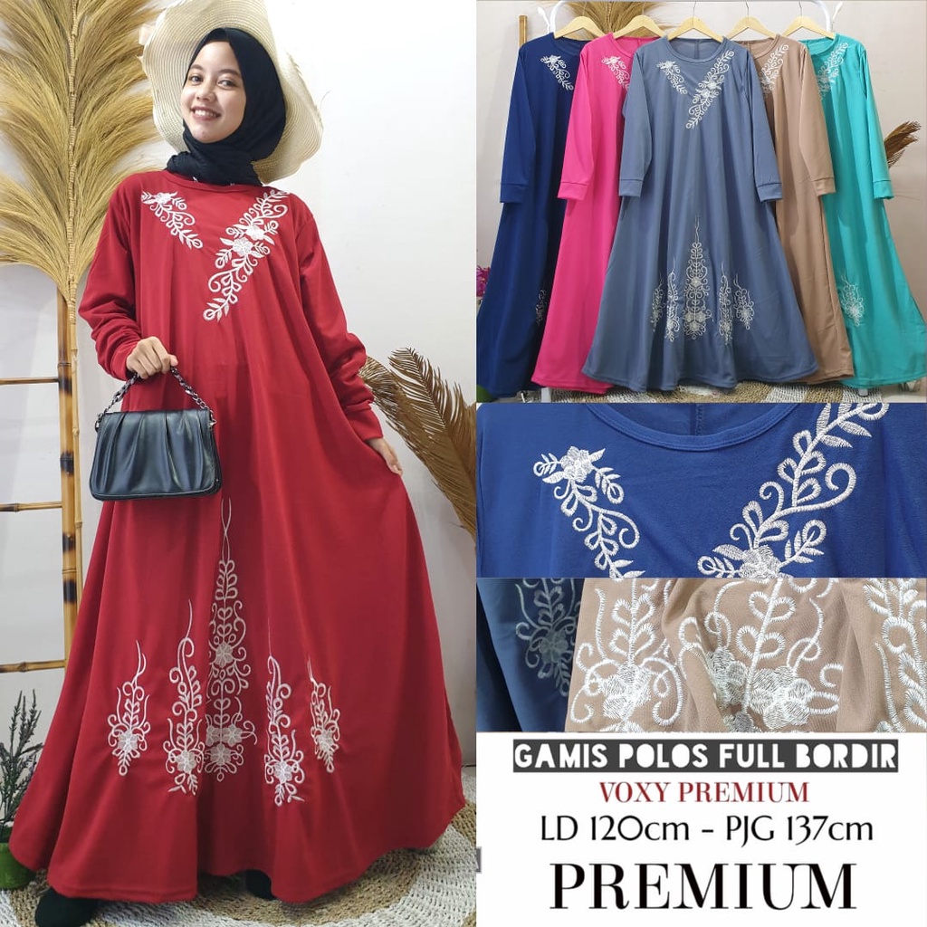 westylis Gamis Bordir Bunga Cantik Premium ( Real Pick ) Gamis Bodir Abaya Jumbo Xxl Ld 110-120Cm