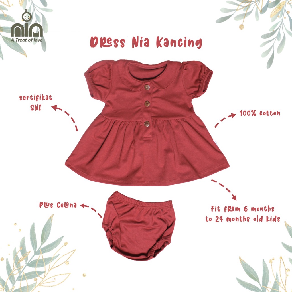 NIA BABY DRESS BAYI KANCING PREMIUM - DRESS BAYI