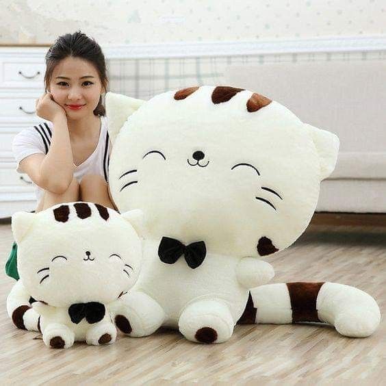 Boneka ANIMAL KUCING Import Murah Lucu dan Imut expresi Senyum Bahan Halus Lembut untuk Hadiah