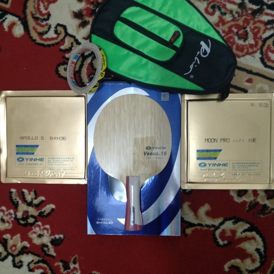 PAKET BET PINGPONG TENIS MEJA YINHE V16 APOLLO V MOON PRO SIAP TEMPUR