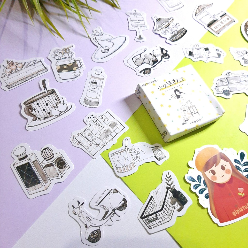 

GIPISTUFF 44 Lembar Stiker Kertas Sticker Set Untuk Scrapbook Journal