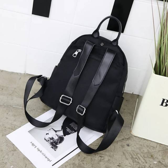 Tas ransel fashion wanita 0351-4 / backpack cewek / tas punggung / ransel kanvas hitam