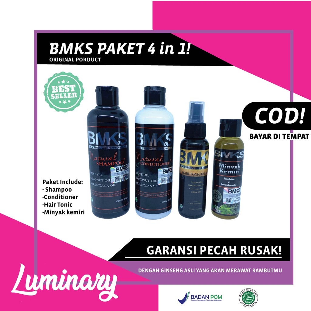 Paket BMKS Isi 4 Pcs Vitamin Perawatan Rambut Kering penumbuh Rambut Keratin Hair Treatment Original BPOM