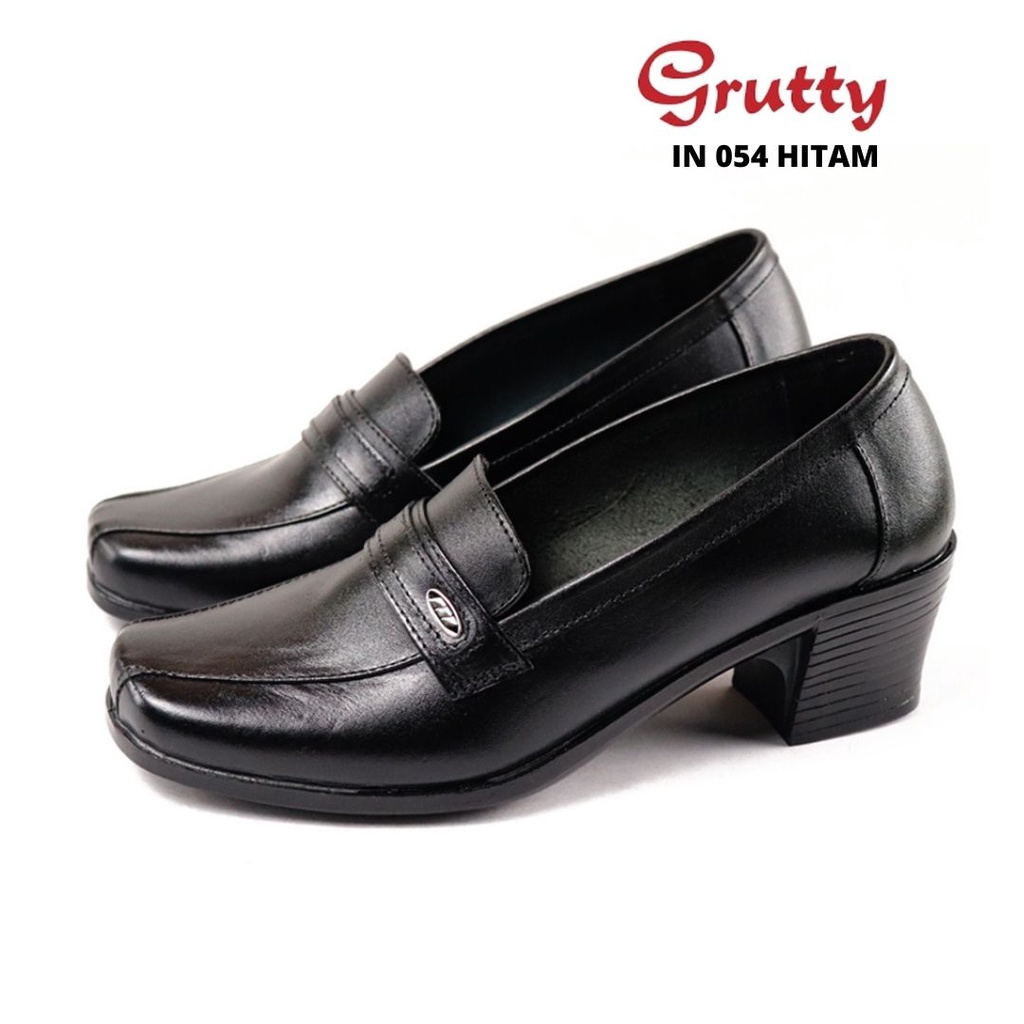 Sepatu Wanita Kerja Pantofel Kantor Pantopel Formal Wanita Grutty IN054 Hitam Hak Tahu 5cm