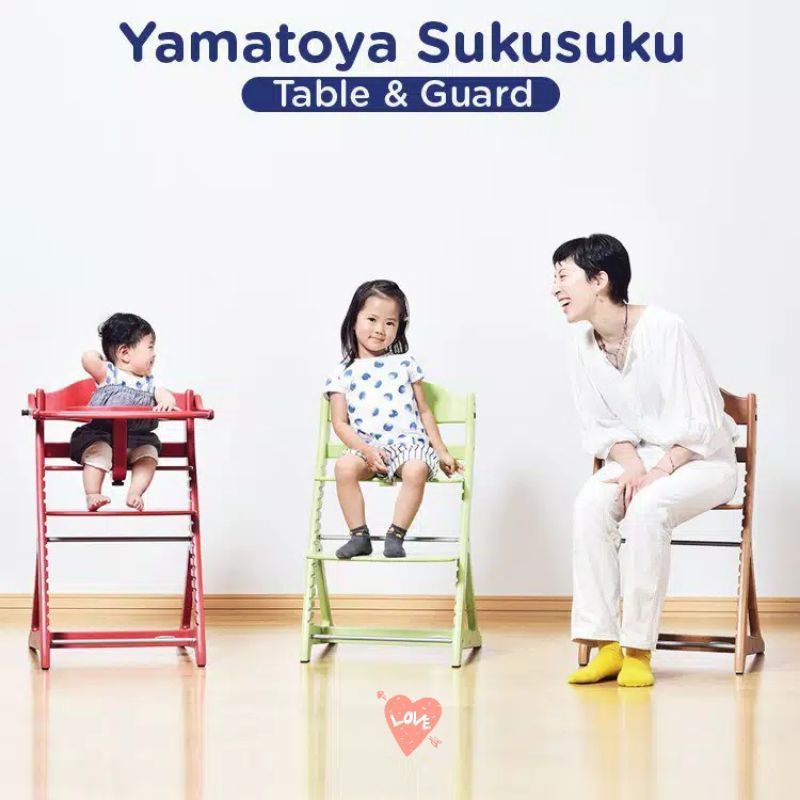 yamatoya sukusuku plus table n guard kursi makan bayi baby chair kursi kayu serbaguna high chair