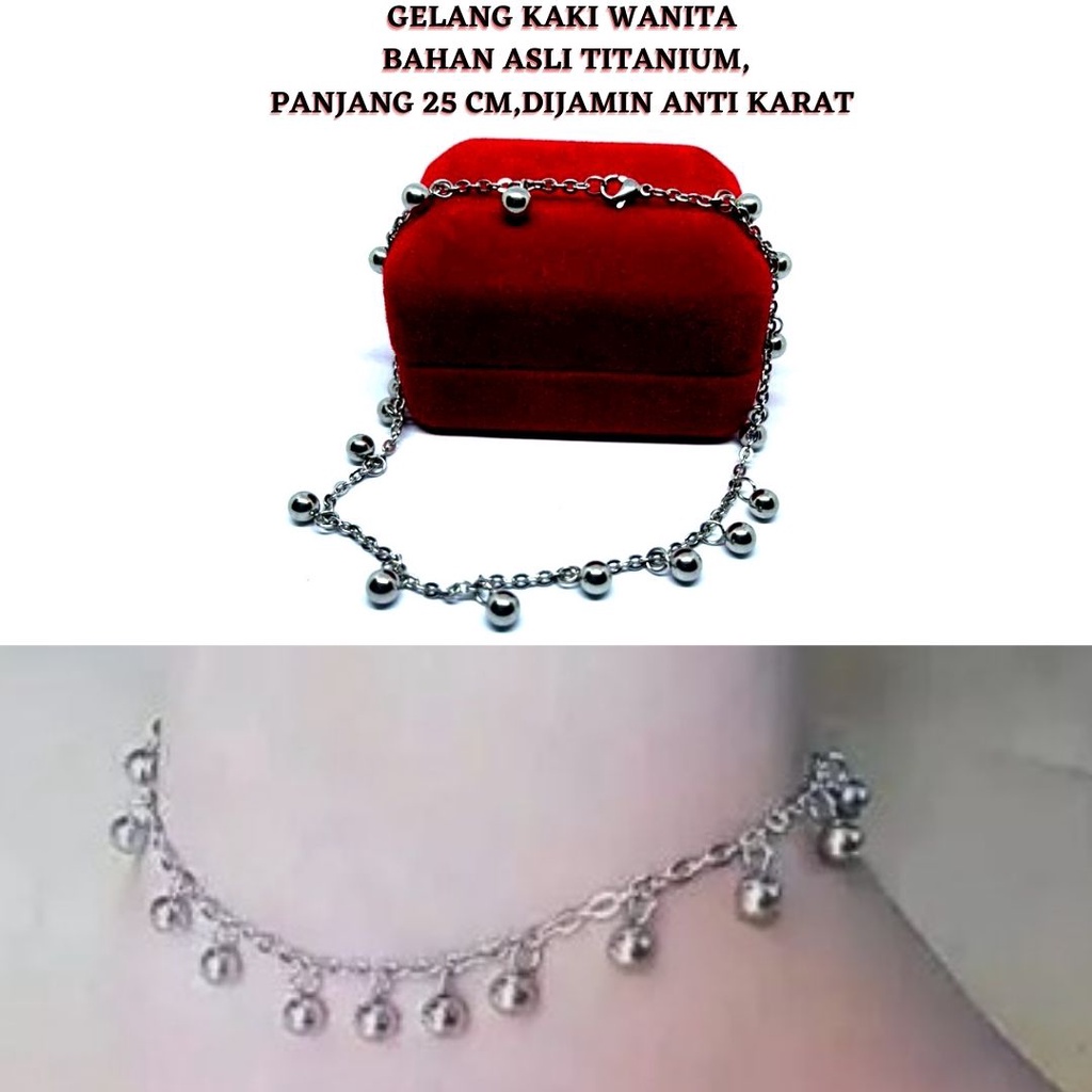 GELANG KAKI BOMBAI,GELANG KAKI TITANIUM ASLI,DIJAMIN ANTI KARAT,PANJANG 25 CM