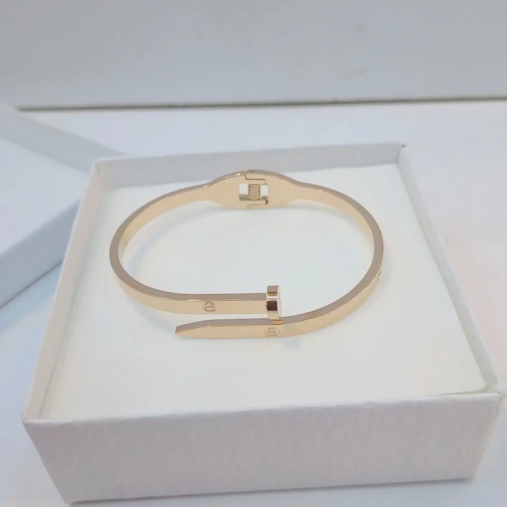 Gelang Bangle anti karat fashion wanita aksesoris titanium asli model paku simple korean looks mewah