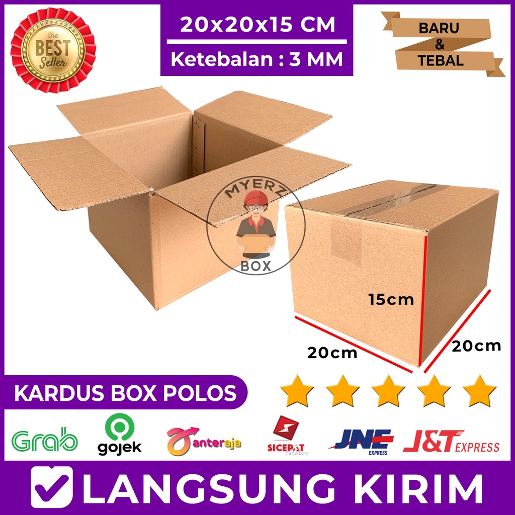 

Kardus Polos Karton Box Packing 20x20x15 Cm Single Wall Tebal