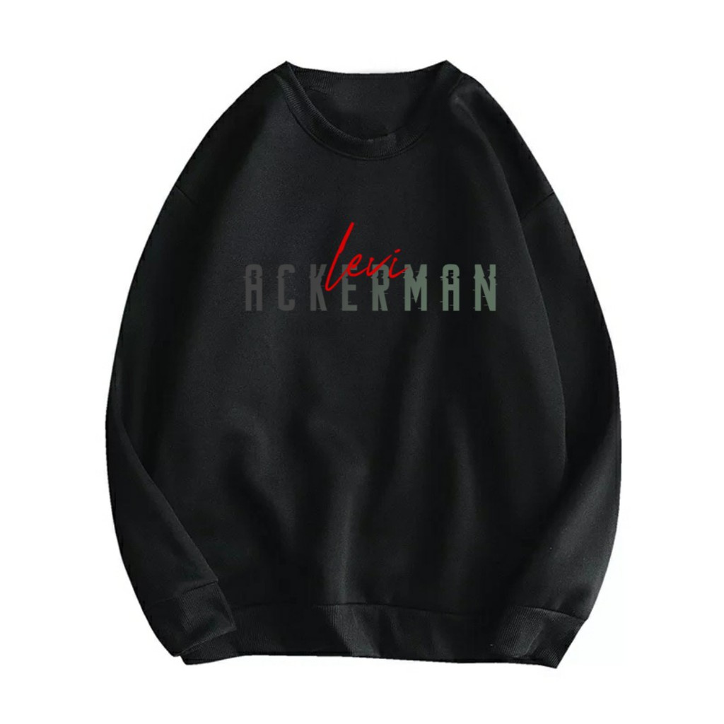 CREWNECK UNISEX TULISAN LEVI ACKERMAN TEBAL TERBARU,