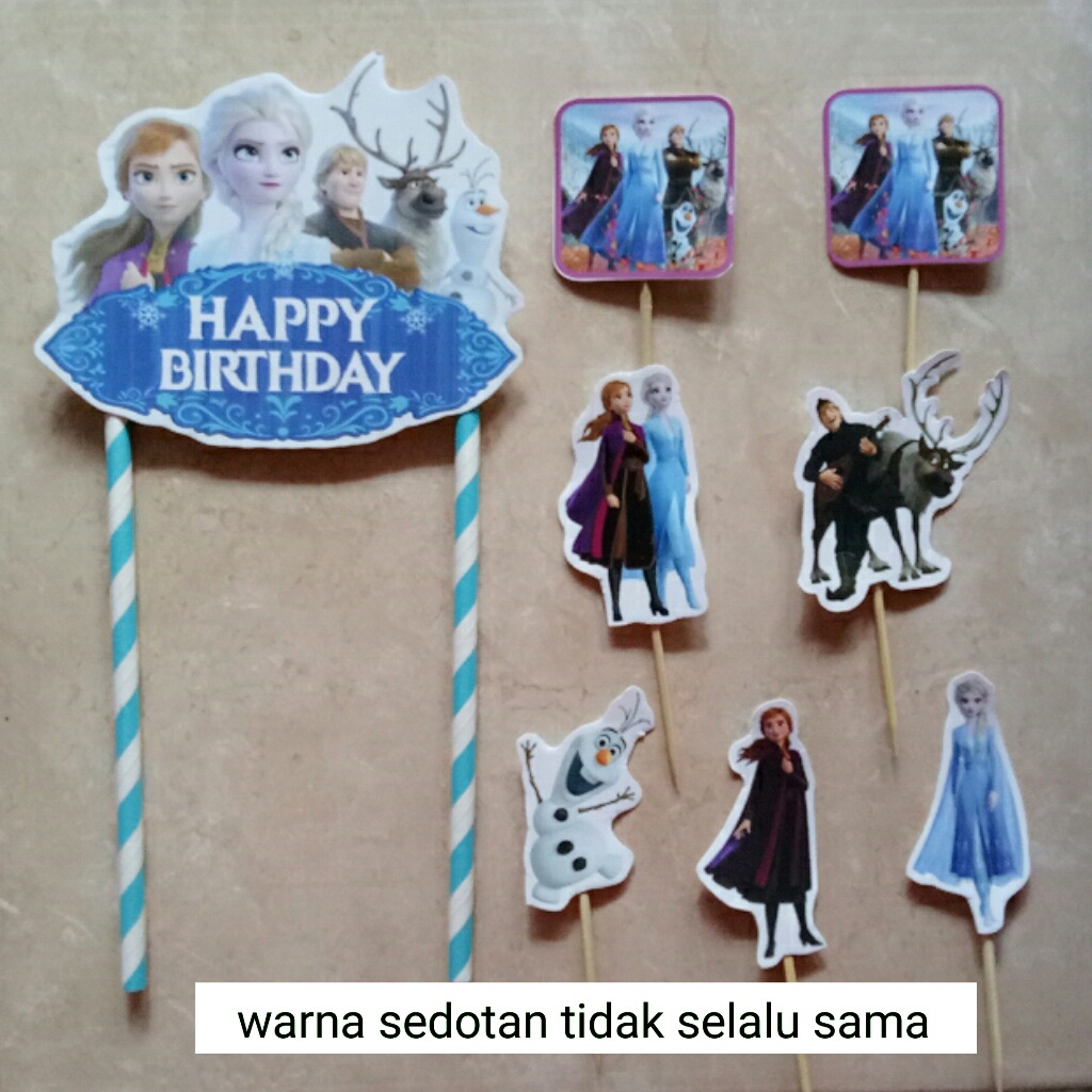 satu set hiasan kue ulang tahun cake topper karakter Frozen FROZEN