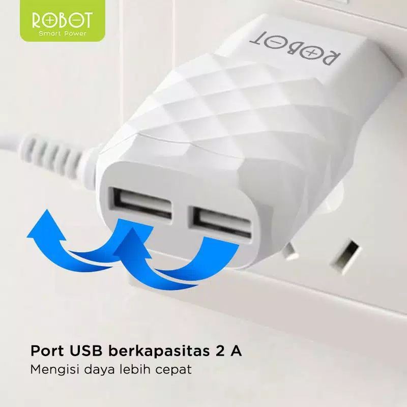 TRAVEL CHARGER ROBOT RT-K5 2USB 2.1A CASAN ROBOT RT-K5 ORIGINAL