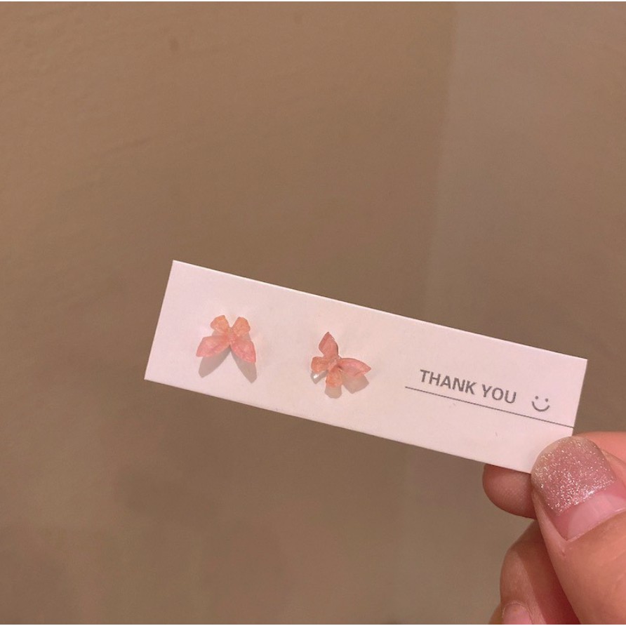 Anting Wanita Korea Colorful Kupu-kupu Kecil/ Korean Colorful Mini Butterfly Earrings-Pink Yellow