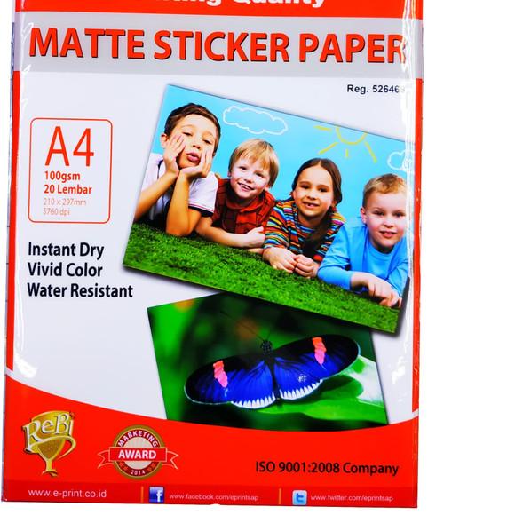 

➭ Matte Sticker Paper e-Print A4 100gsm isi 20 lembar Kertas Print ☎