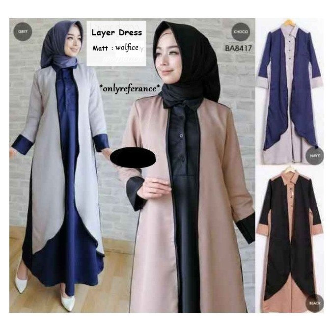 [COD] Cardi Layer Dress Ns Fc Najibah Gamis Syar'i Asdf Abu Muslim Modis Modern