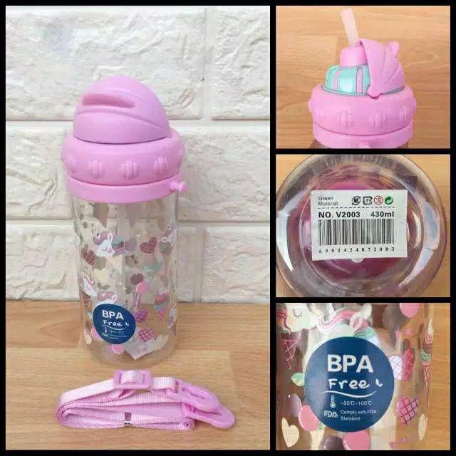 Botol Minum Anak Lions Star Botol Anak Tali Dan Sedotan Karakter Sikat Botol
