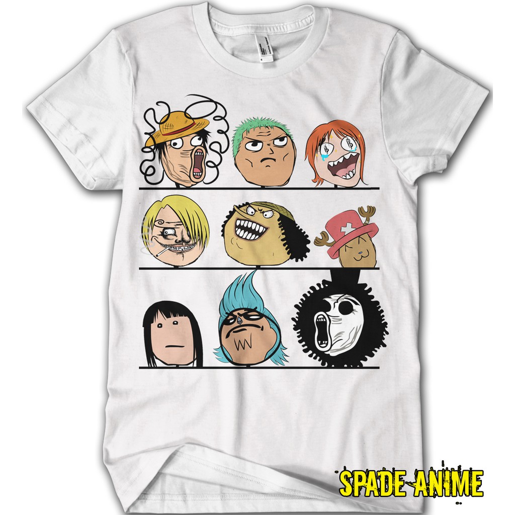 Kaos One Piece Meme Lucu Lucuan Anime Mugiwara Crew  Luffy,zoro,sanji,chopper,jinbei,nami,robbin,usop