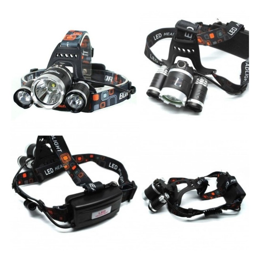 Headlamp 3 Light Lampu Senter Kepala 5.000 Lumens USB Charge 111107