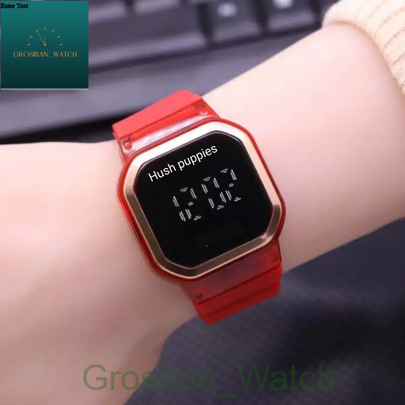 Jam Tangan  Wanita  Fashion Tali  Rubber Body  Segi LED Digital HP-40 [G_W]