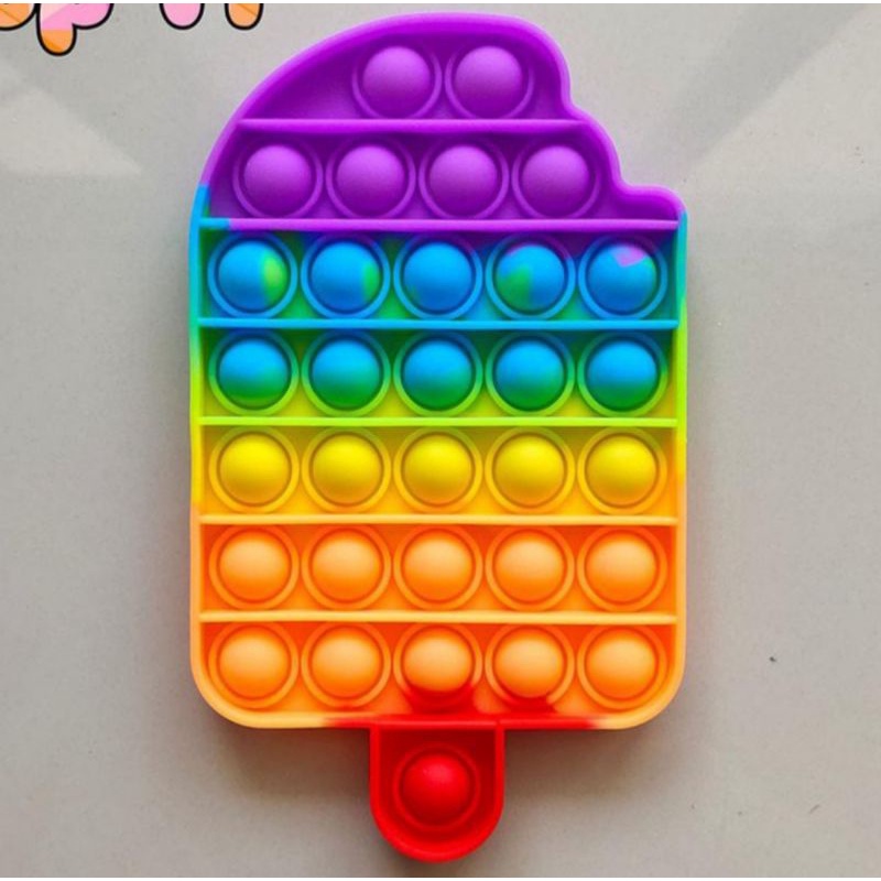 POP IT New fidget push Pop Its Fidget Toy Push Bubble Stress Relief kids pop it tiktok-ICE CREAM RAINBOW