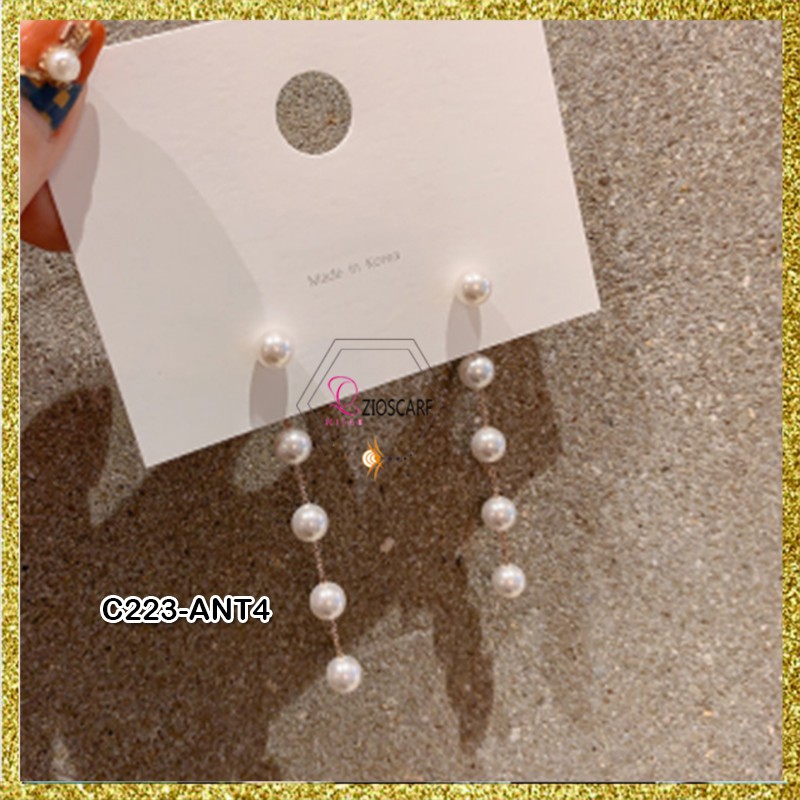 Anting wanita Korea Titanium Long Pearl  Anti Karat / Anting Tusuk  Wanita Gantung Small Pearl ant4