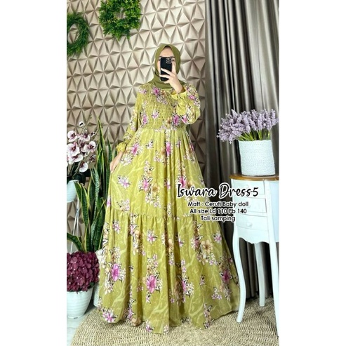 Iswara Dress5/Fit XL/ bahan Ceruty Babydoll