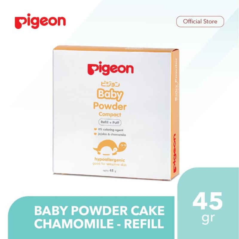 [REFILL+PUFF] Pigeon Baby Compact Powder Refill + Puff 45gr - Bedak Bayi Padat