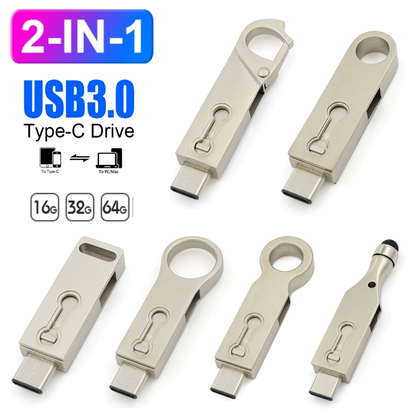 Flash Drive USB 3.0 Tipe c Kapasitas 64GB Kecepatan Tinggi Bahan Metal Untuk Handphone