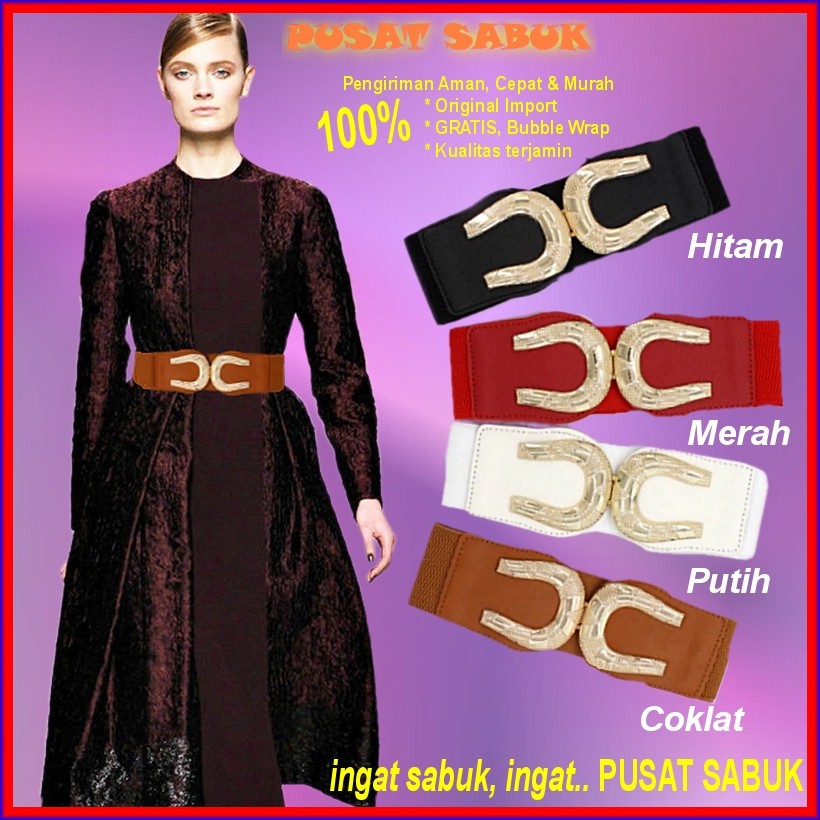 Gesper Sabuk Ikat Pinggang Wanita Belt dress Korea Obi Karet Elastis Cewek besar gaun Fashion Murah