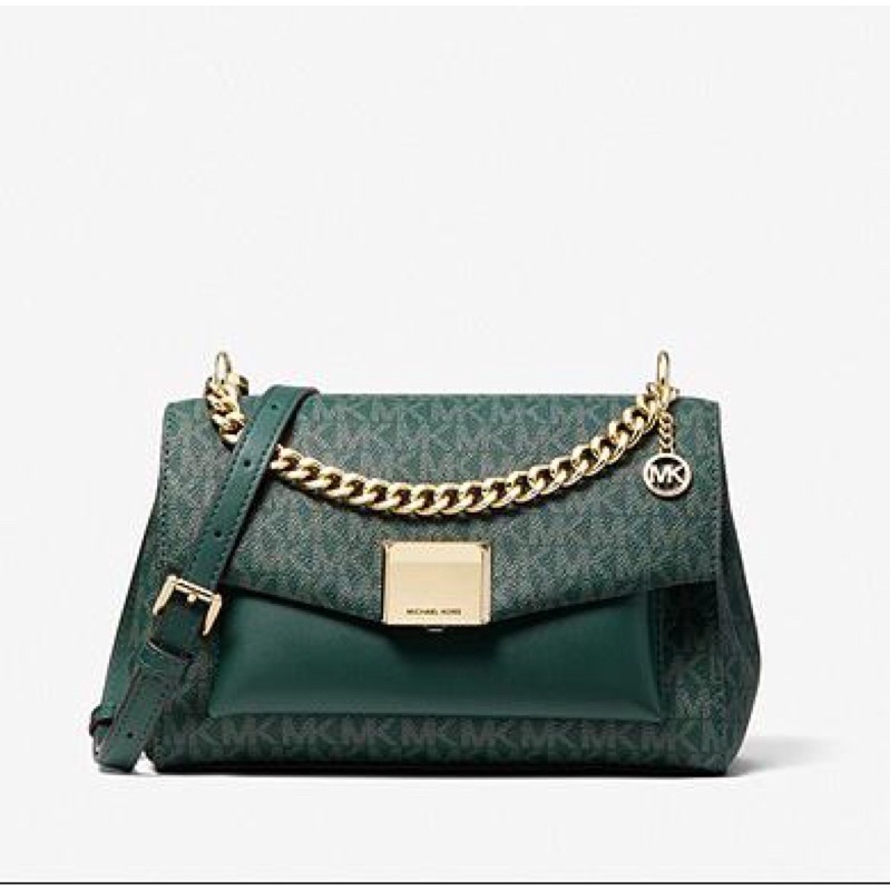 MICHAEL KORS MK Lita Medium Two-Tone Logo Crossbody Bag racing green multi