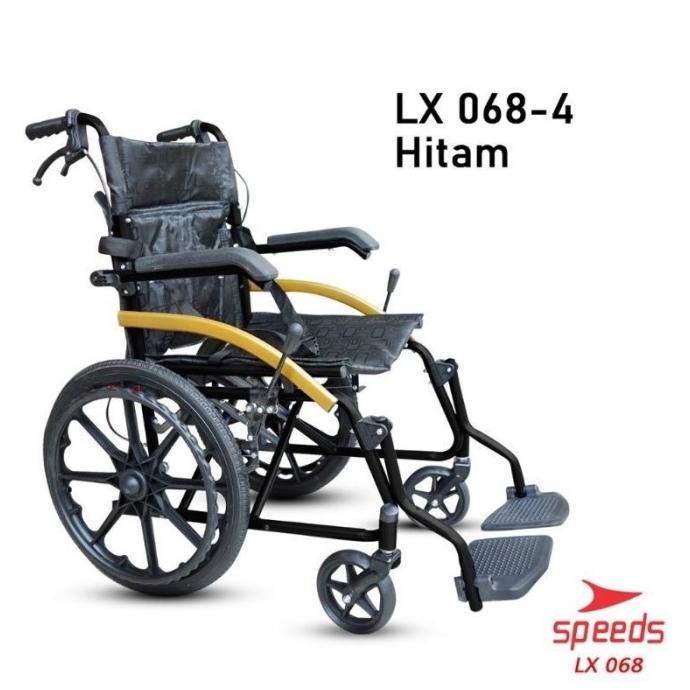 DC906 KURSI RODA TRAVEL RODA ALLUMINIUM LIPAT 068-4 - HITAM DHFGH54654