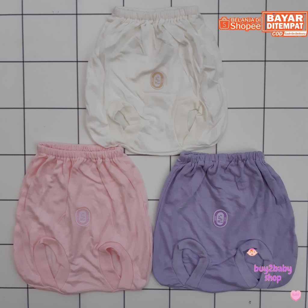 Celana pendek bayi model POP warna polos L N Mom 6-12 Bulan 3 PCS