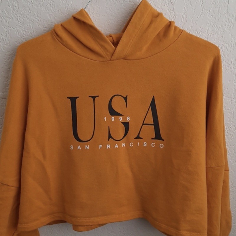 preloved DIVIDED H&M hnm CROP HOODIE USA MUSTARD