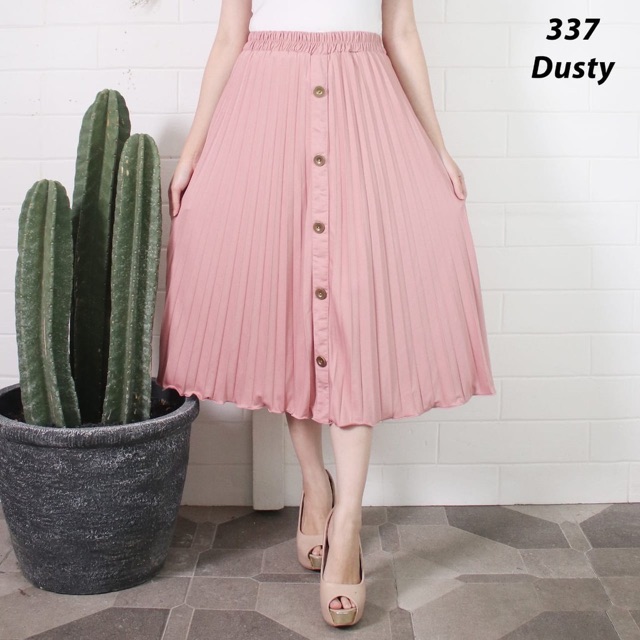 BD 337 PENDEK - ROK PLISKET 7/8 KANCING ABG PRISKET REMPEL MURAH POLOS KERJA HITAM WARNA PLEATED