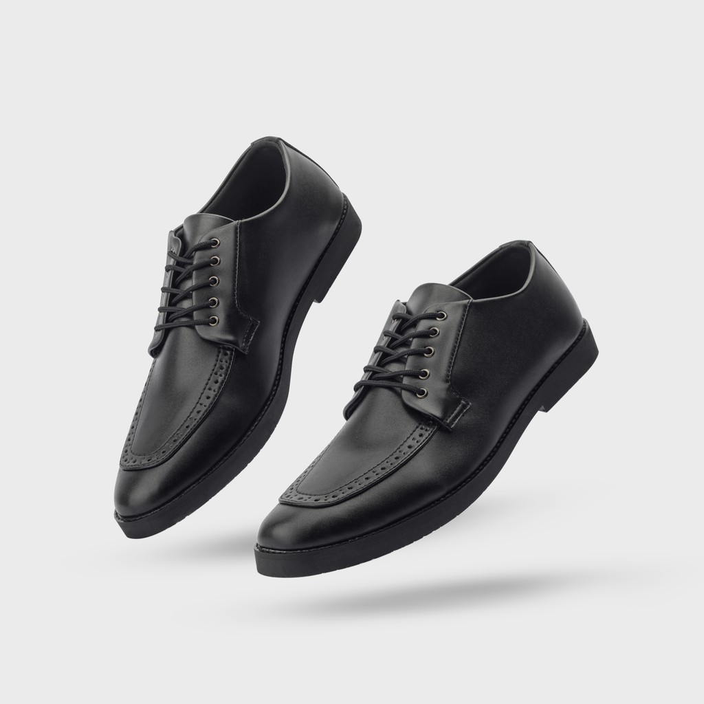 Reno Black | Sepatu Pantofel Hitam Pria Casual Kerja Cowok Kantor Pantofel Laki Ori | FORIND x Giant Flames