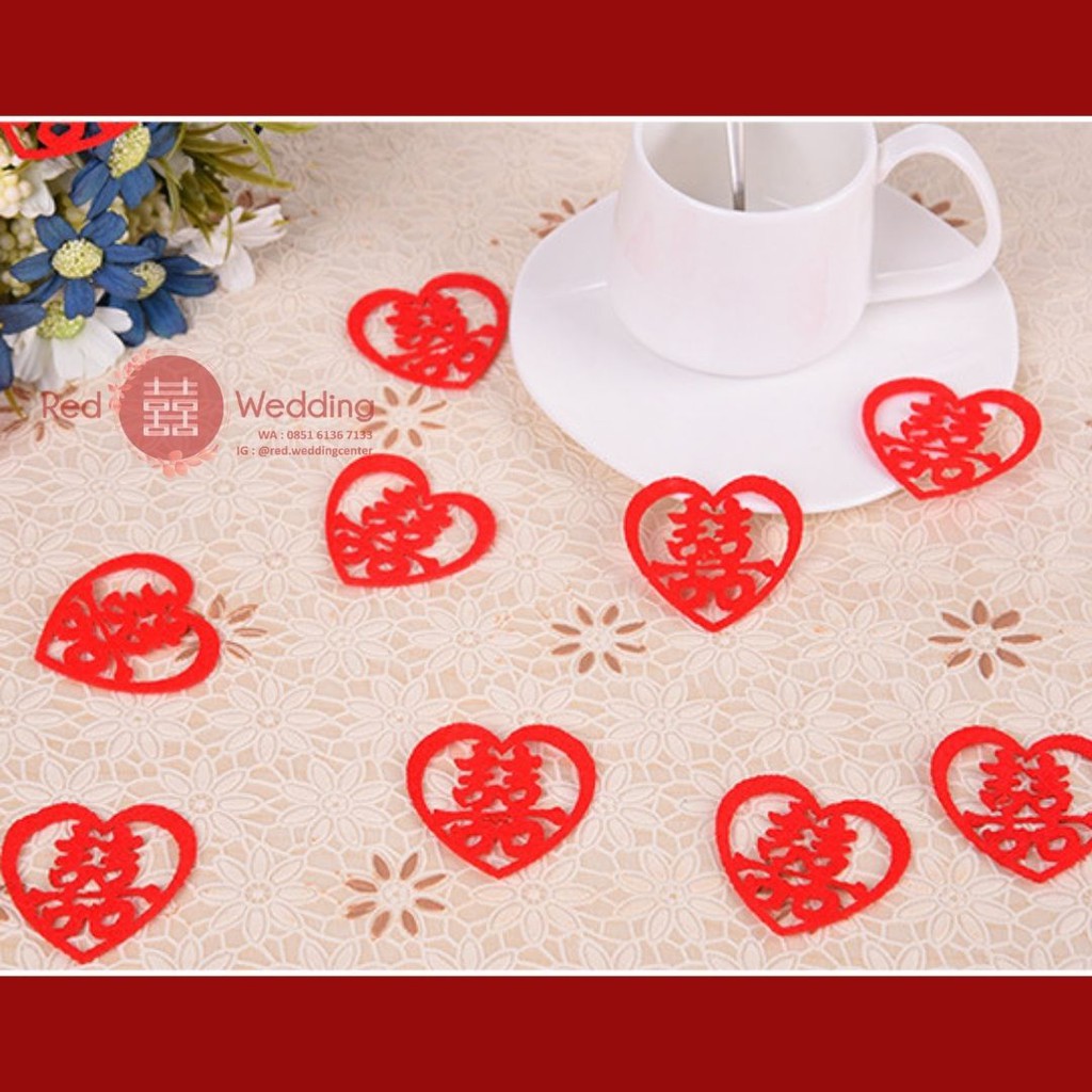 [5CM] Shuang Xi Kecil Wedding Double Happiness dekorasi Sangjit taburan hiasan barang/lampu/dinding
