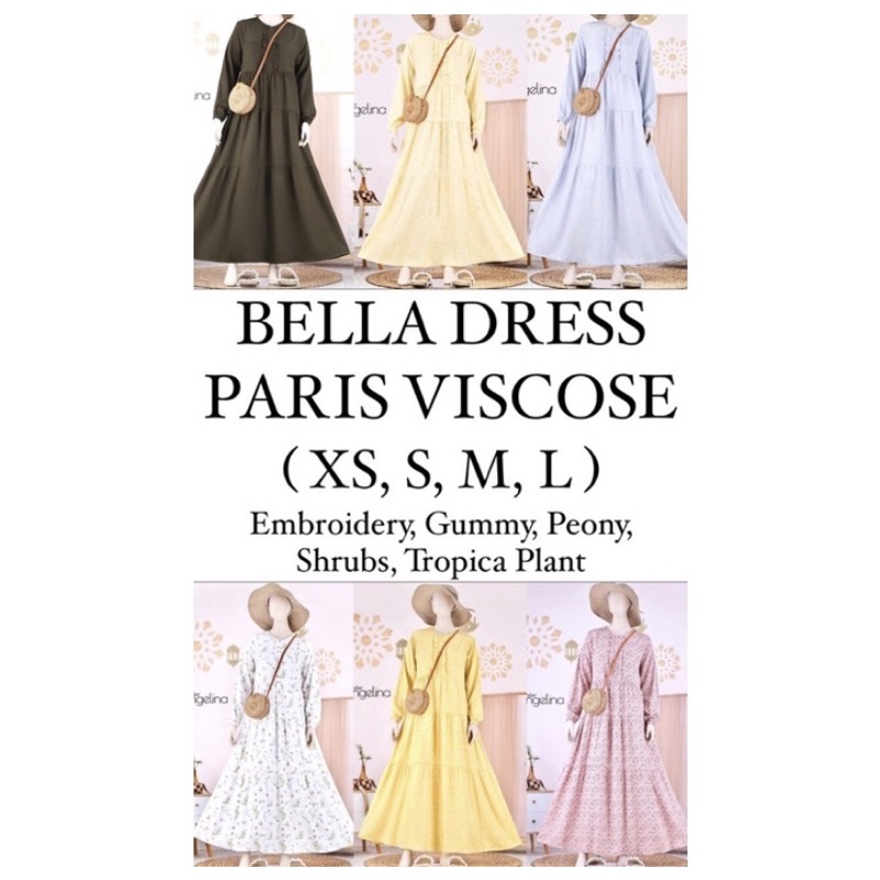 Bella Dress Paris Viscose Shrubs Buttercup spring buble gum woodland aqua size M Atelier Angelina