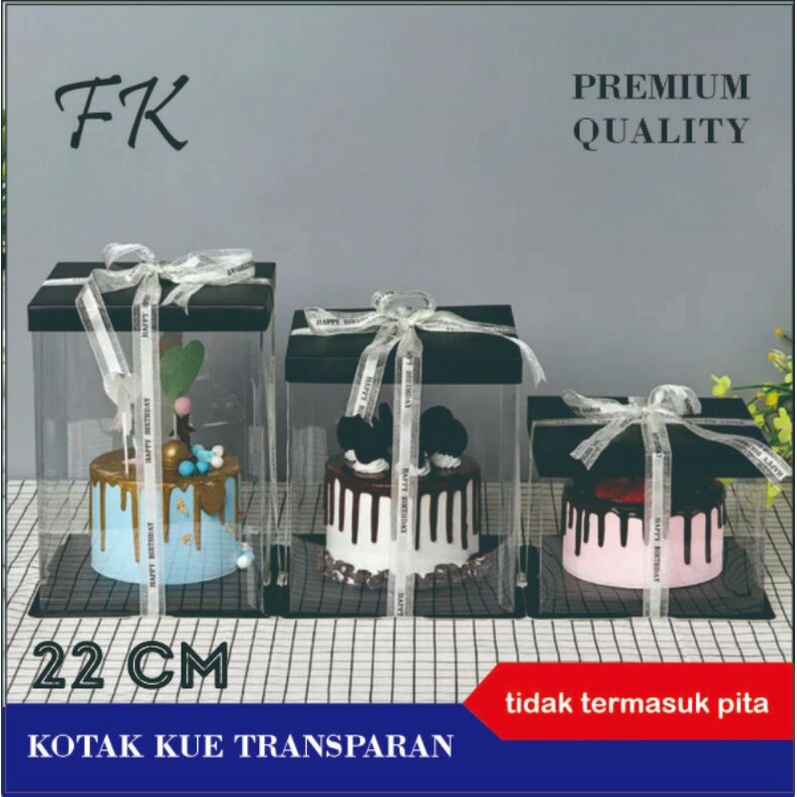 

kotak kue transparan, Mika Kue Kotak, kotak kue mika, cake box mika, dus kue transparan uk 22 cm