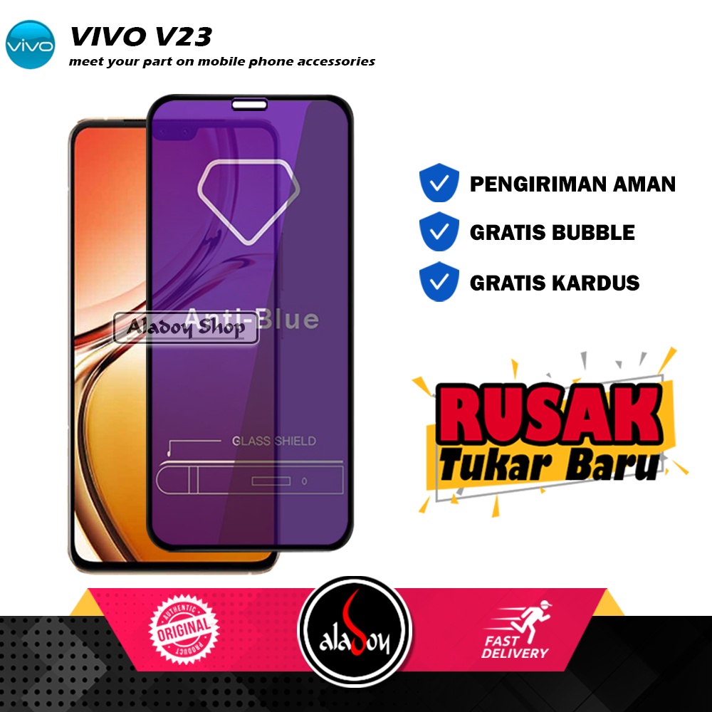 Tempered Glass Blue Light Vivo V23 Anti Gores Layar Full Layar