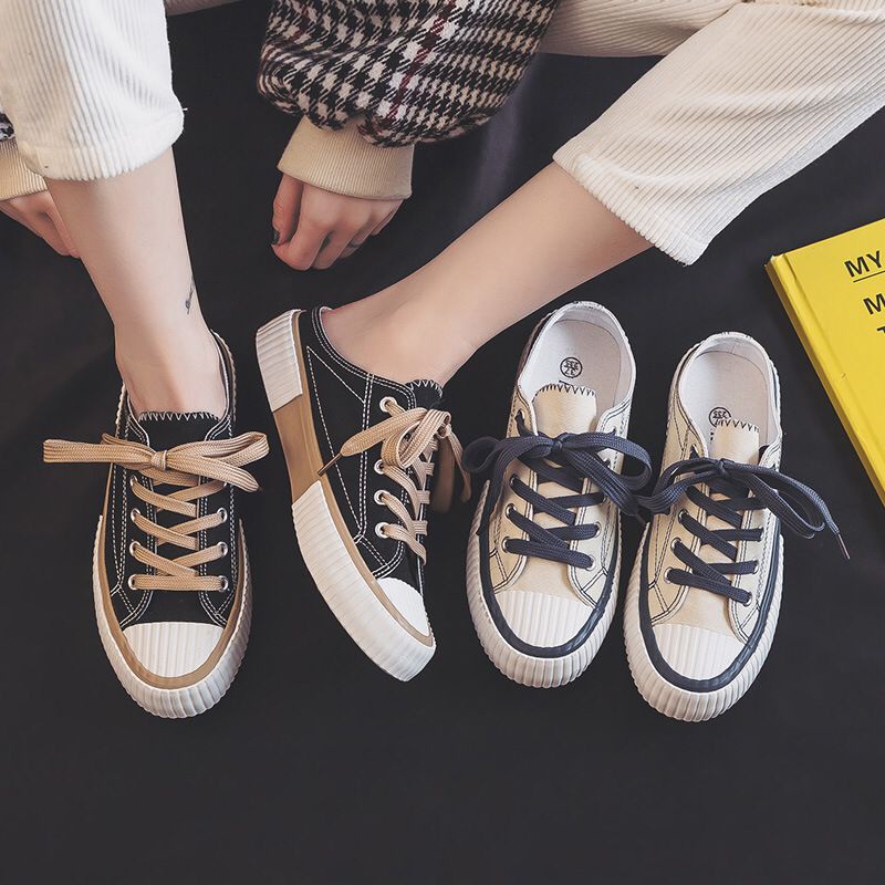GROSIRTAS TG1573 Sepatu Kanvas Slop Wanita Kualitas Import / Sneakers Import Include Box