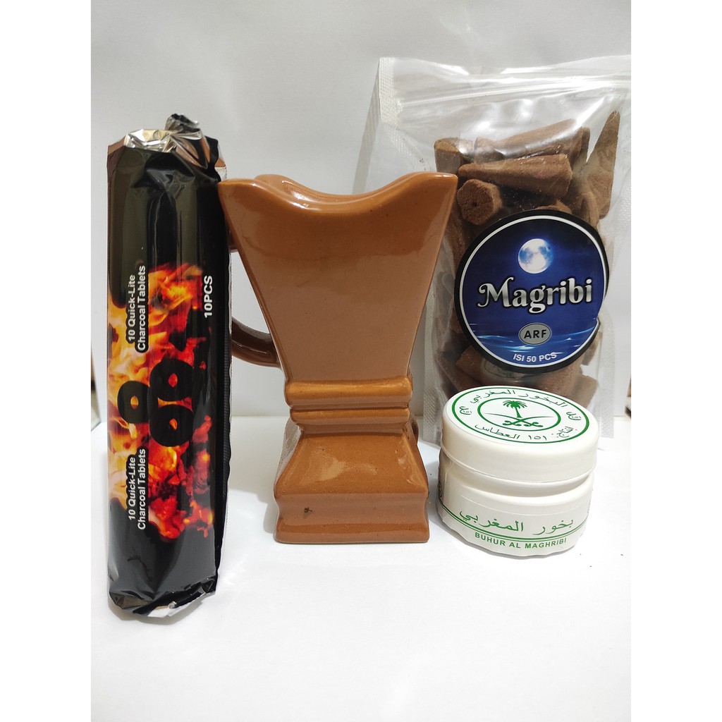 PAKET SELARAS AROMA MAGHRIBI pengharum ruangan kerucut+serbuk plus prapen dan areng magic