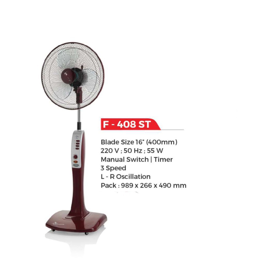 MASPION Kipas Angin Stand Fan 16&quot; F 408 ST - Garansi Resmi 1 Tahun